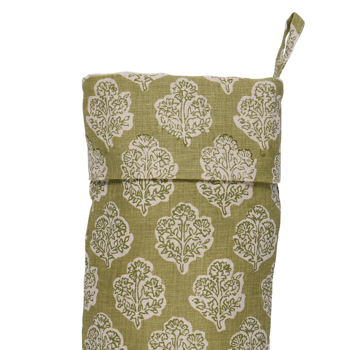 Schumacher Green 8" x 24" Manali Hand Print Stocking