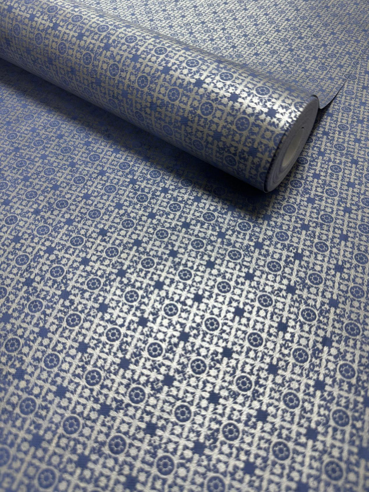 Galerie NT98035 New Touch Worn Tile Blue Wallpaper NT98035 Blue Wallpaper