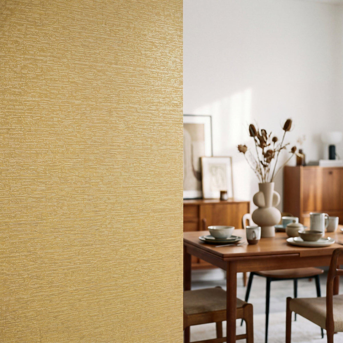 Galerie NT98038 New Touch Banded Dot Yellow Wallpaper NT98038 Yellow Wallpaper