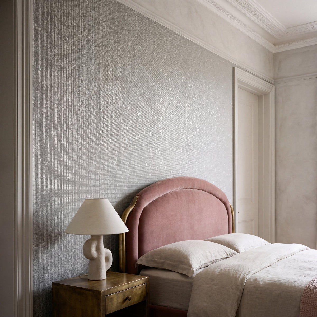 Galerie NT98070 New Touch Worn Pinstripe Silver Grey Wallpaper NT98070 Silver Grey Wallpaper