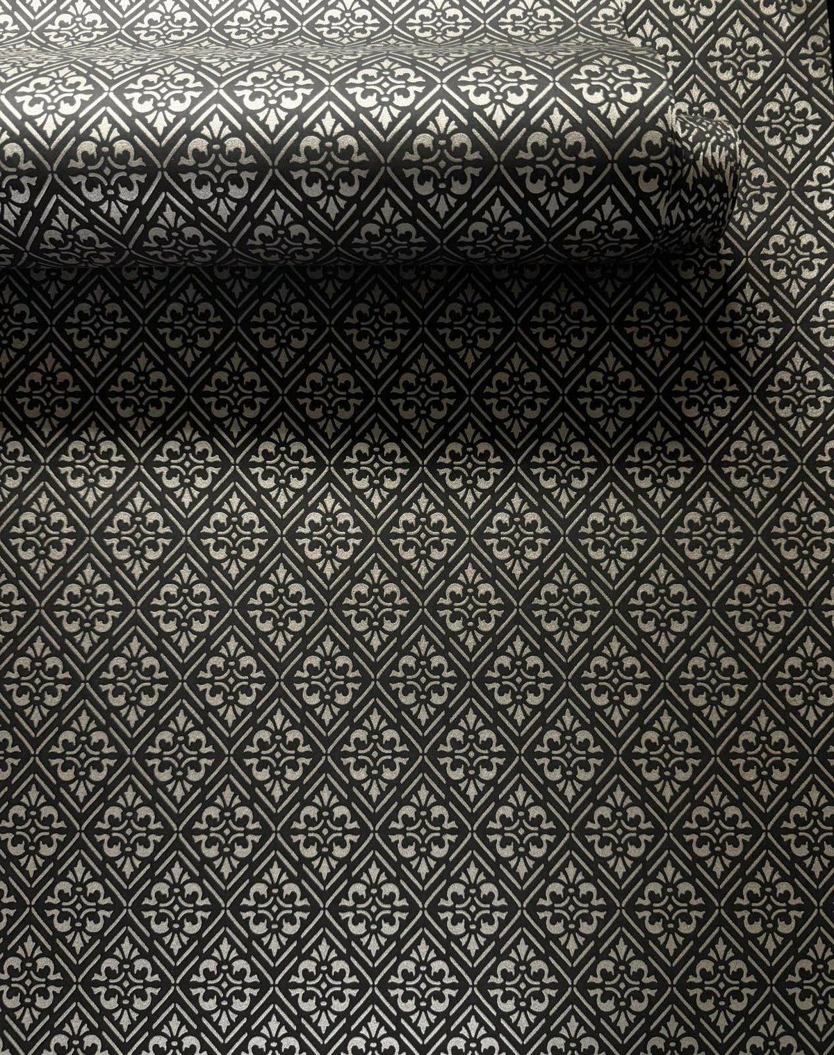 Galerie MX88018 Metallic FX 2 Diamond Damask Black Wallpaper MX88018 Black Wallpaper