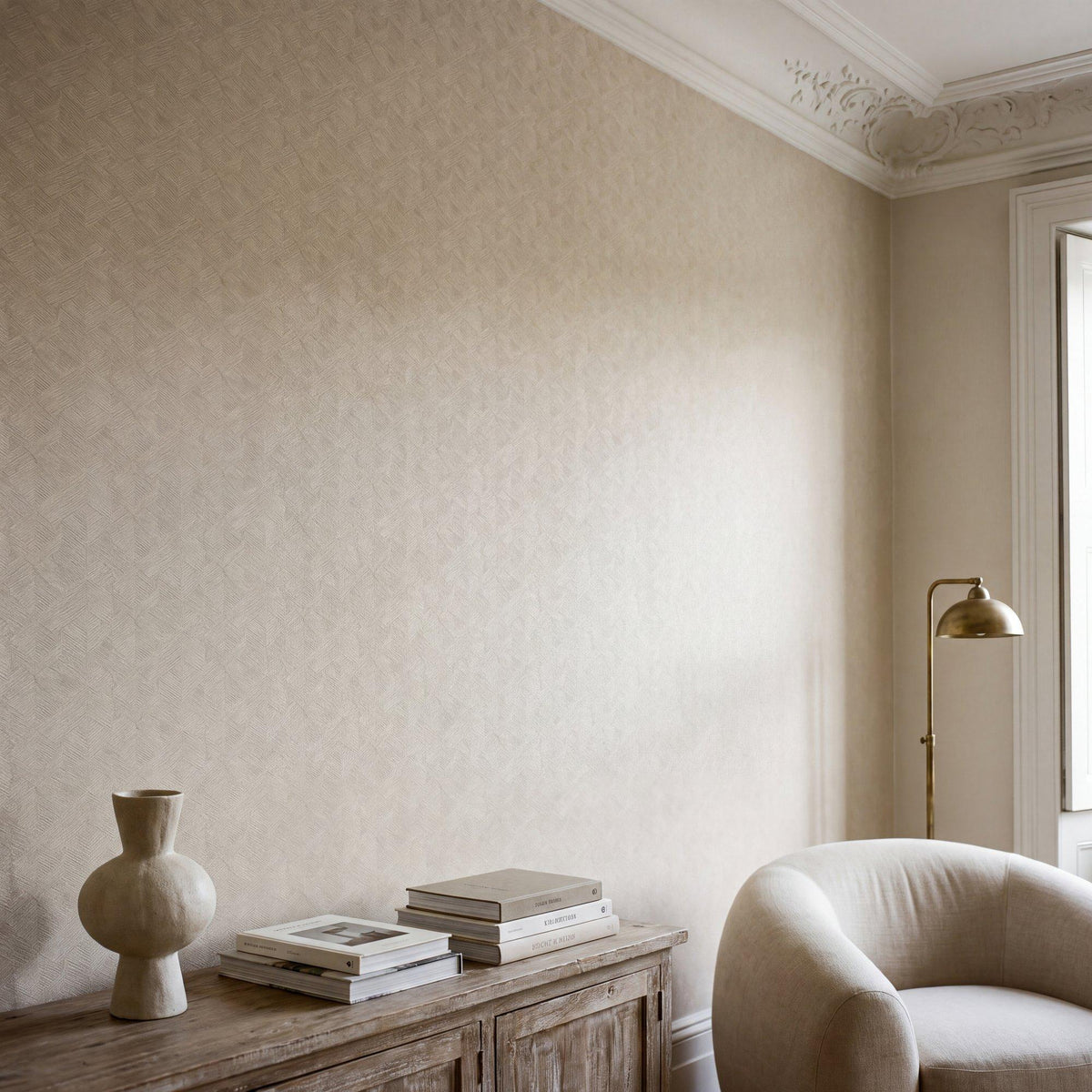 Galerie MX88021 Metallic FX 2 Stripe Geometric Beige Wallpaper MX88021 Beige Wallpaper