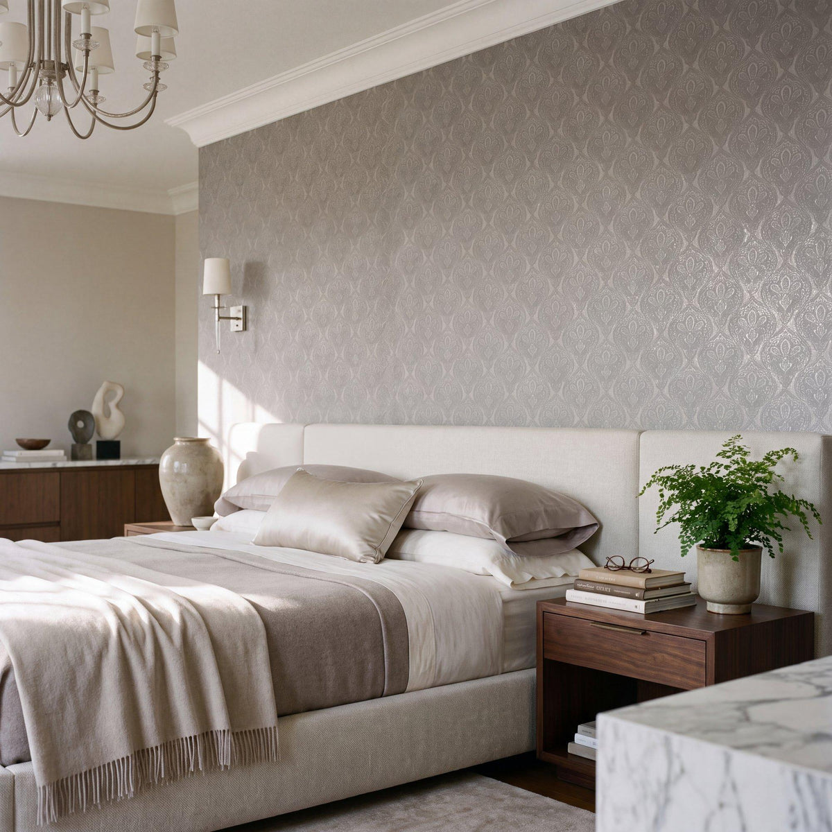 Galerie MX88032 Metallic FX 2 Damask Beige Wallpaper MX88032 Beige Wallpaper