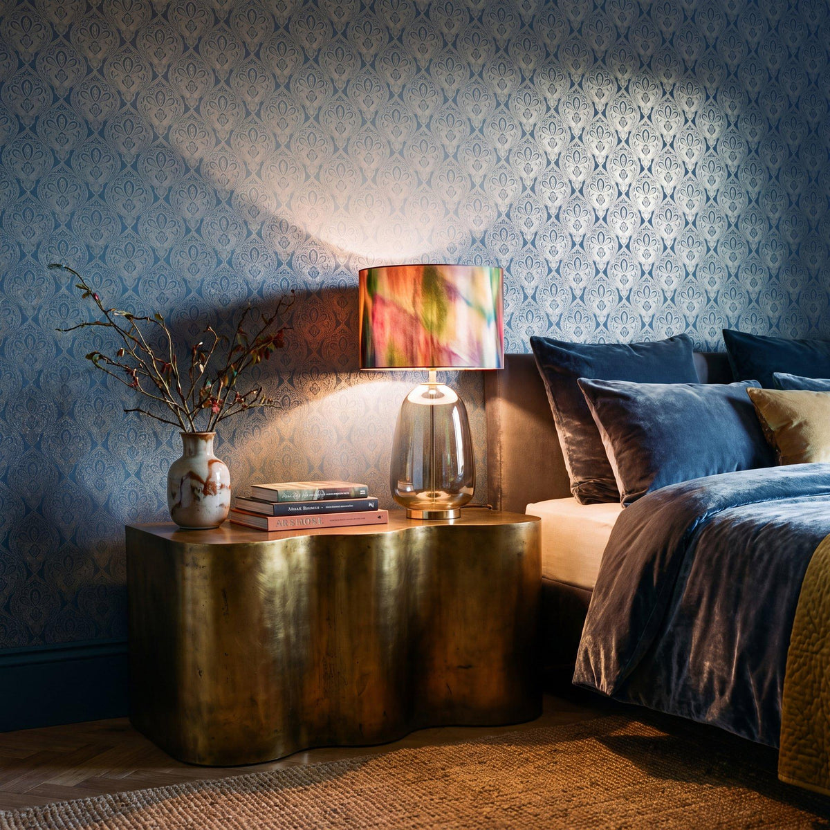 Galerie MX88034 Metallic FX 2 Damask Blue Wallpaper MX88034 Blue Wallpaper