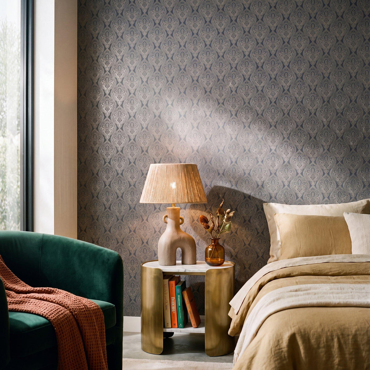 Galerie MX88035 Metallic FX 2 Damask Black Wallpaper MX88035 Black Wallpaper
