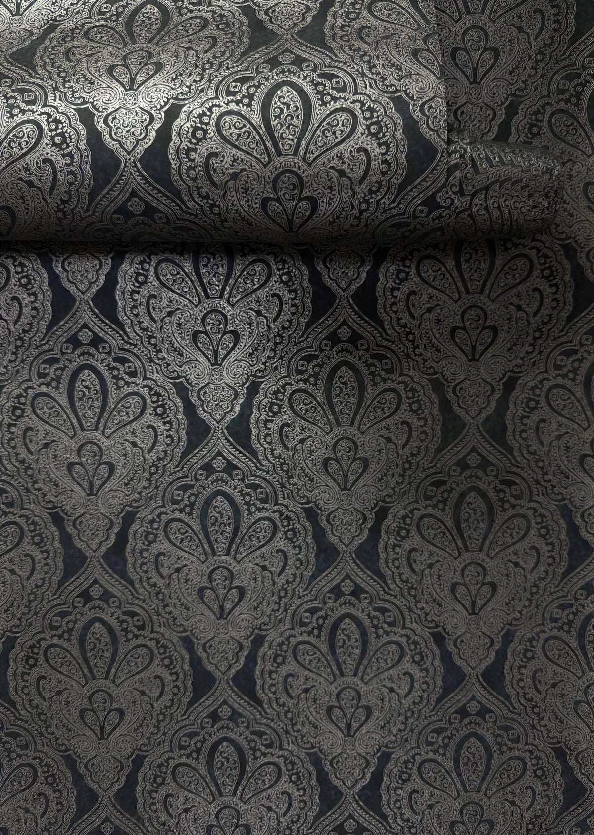 Galerie MX88035 Metallic FX 2 Damask Black Wallpaper MX88035 Black Wallpaper
