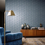 Galerie MX88044 Metallic FX 2 Shimmer Leaf Blue Wallpaper MX88044 Blue Wallpaper