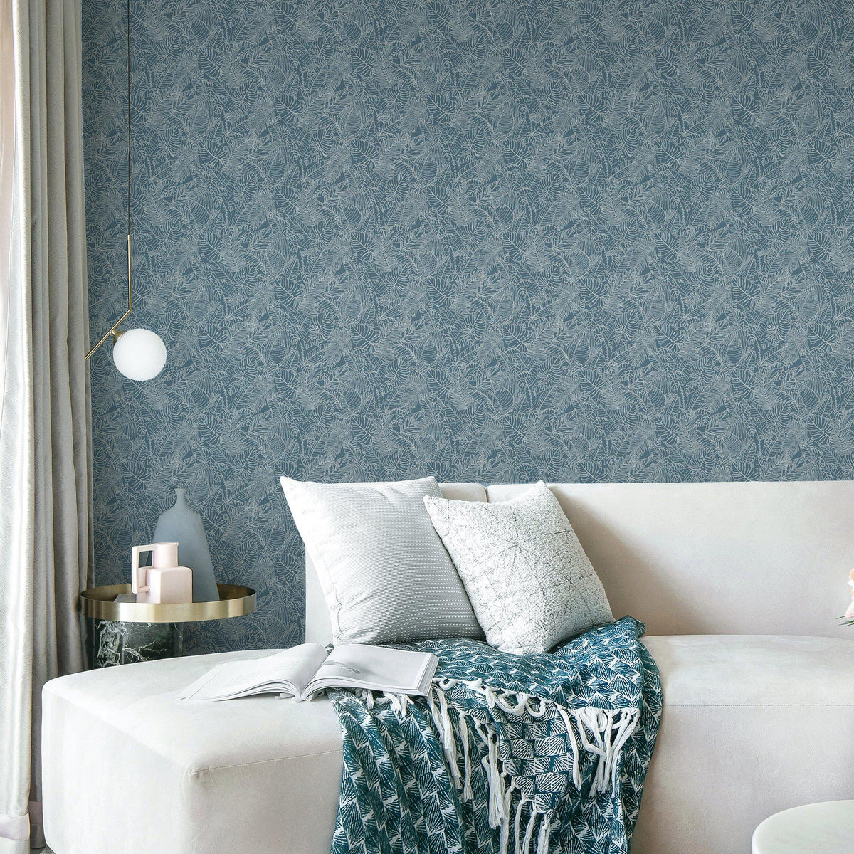 Galerie MX88044 Metallic FX 2 Shimmer Leaf Blue Wallpaper MX88044 Blue Wallpaper