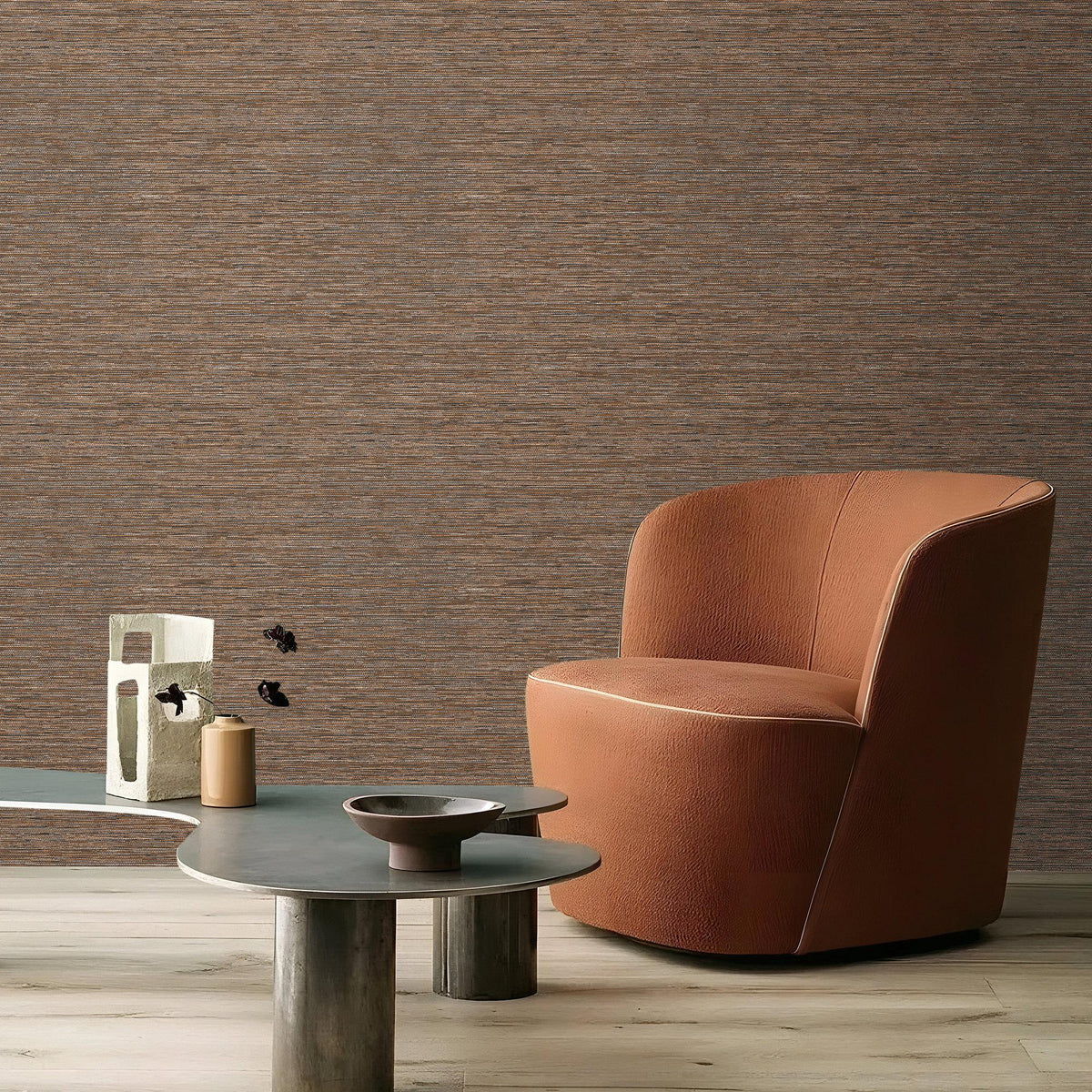 Galerie MX88074 Metallic FX 2 Horizontal Stripe Bronze Brown Wallpaper MX88074 Bronze Brown Wallpaper