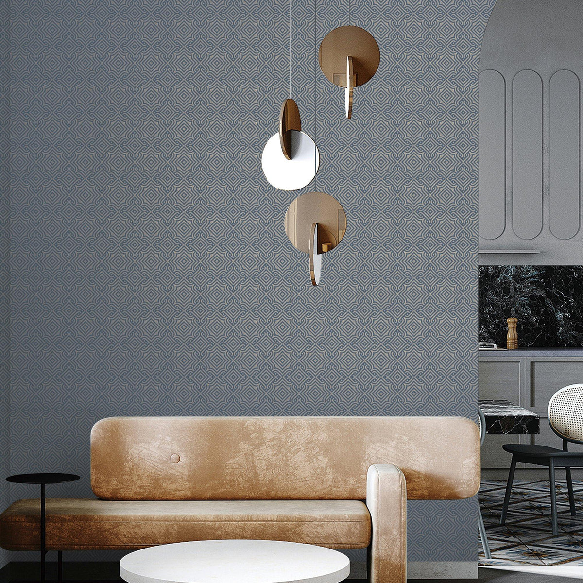 Galerie MX88082 Metallic FX 2 Square Geometric Blue Wallpaper MX88082 Blue Wallpaper