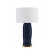 Worlds Away Ceramic Table Lamp With Satin Brass Base In Gloss Navy Glaze