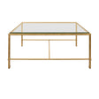 Worlds Away Square Iron Coffee Table With Thick Glass Top In Gold Leaf