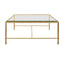 Worlds Away Square Iron Coffee Table With Thick Glass Top In Gold Leaf