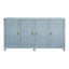 Worlds Away Four Door Buffet In Fully Wrapped Rattan With Satin Brass Pulls In Painted Light Blue