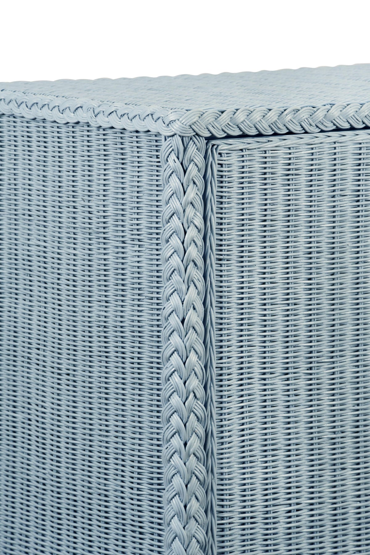 Worlds Away Four Door Buffet In Fully Wrapped Rattan With Satin Brass Pulls In Painted Light Blue