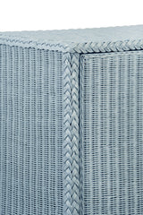 Worlds Away Four Door Buffet In Fully Wrapped Rattan With Satin Brass Pulls In Painted Light Blue