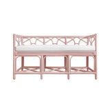 Worlds Away Decorative Bench With Performance Ivory Cushion In Painted Pink Rattan