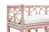 Worlds Away Decorative Bench With Performance Ivory Cushion In Painted Pink Rattan