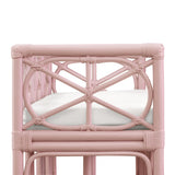 Worlds Away Decorative Bench With Performance Ivory Cushion In Painted Pink Rattan