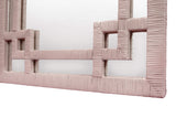 Worlds Away Greek Key Design Mirror In Wrapped Rattan In Painted Antique White