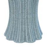 Worlds Away Round Occasional Table With Scalloped Edges In Painted Light Blue Rattan