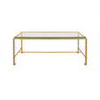 Worlds Away Rectangular Iron Coffee Table With Thick Glass Top In Gold Leaf
