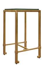 Worlds Away Square Occasional Table With Thick Glass Top In Gold Leaf
