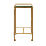 Worlds Away Square Occasional Table With Thick Glass Top In Gold Leaf