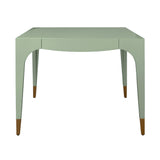 Worlds Away Square Tapered Leg, Two Drawer Game Table With Antique Brass Foot Caps In Green Lacquer