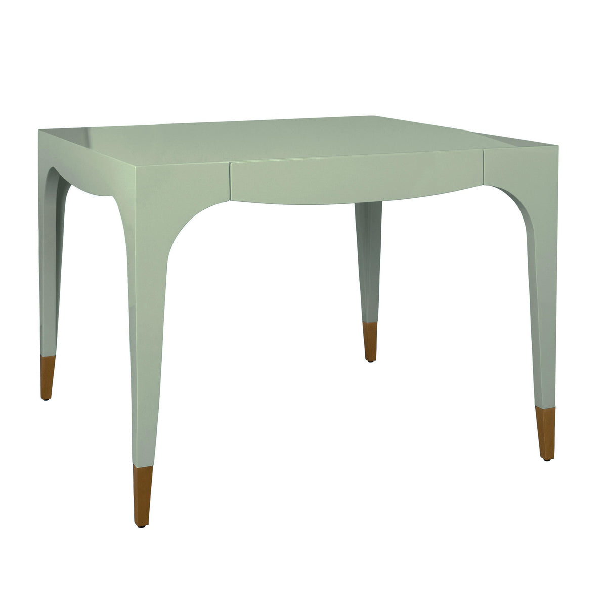 Worlds Away Square Tapered Leg, Two Drawer Game Table With Antique Brass Foot Caps In Green Lacquer