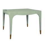 Worlds Away Square Tapered Leg, Two Drawer Game Table With Antique Brass Foot Caps In Green Lacquer