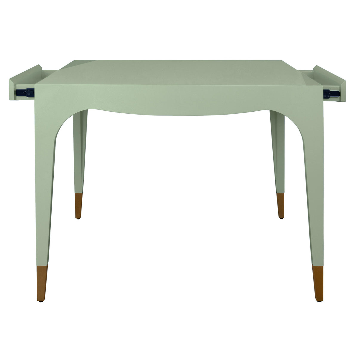 Worlds Away Square Tapered Leg, Two Drawer Game Table With Antique Brass Foot Caps In Green Lacquer