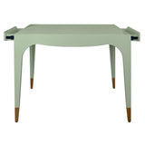 Worlds Away Square Tapered Leg, Two Drawer Game Table With Antique Brass Foot Caps In Green Lacquer