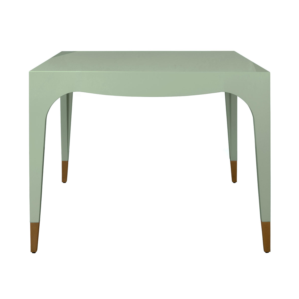 Worlds Away Square Tapered Leg, Two Drawer Game Table With Antique Brass Foot Caps In Green Lacquer