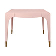 Worlds Away Square Tapered Leg, Two Drawer Game Table With Antique Brass Foot Caps In Pink Lacquer