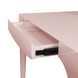 Worlds Away Square Tapered Leg, Two Drawer Game Table With Antique Brass Foot Caps In Pink Lacquer