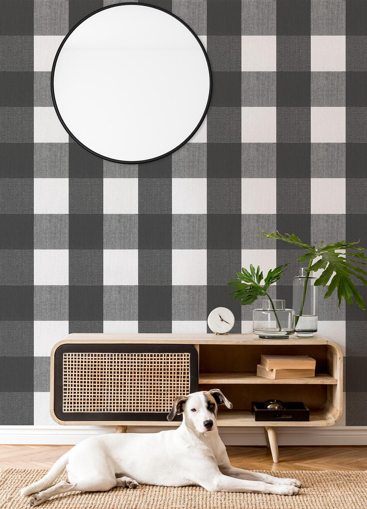 York Buffalo Plaid Charcoal Peel & Stick Wallpaper