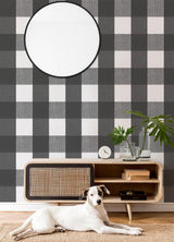 York Buffalo Plaid Charcoal Peel & Stick Wallpaper