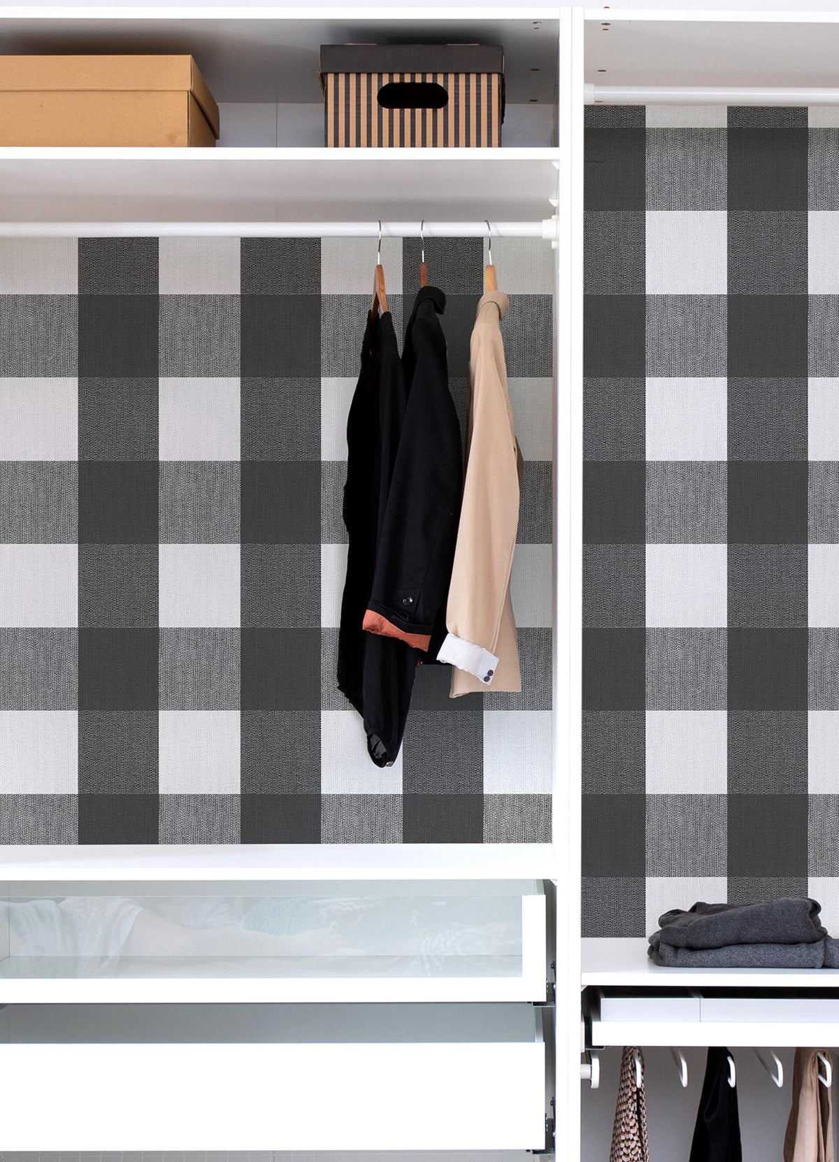 York Buffalo Plaid Charcoal Peel & Stick Wallpaper