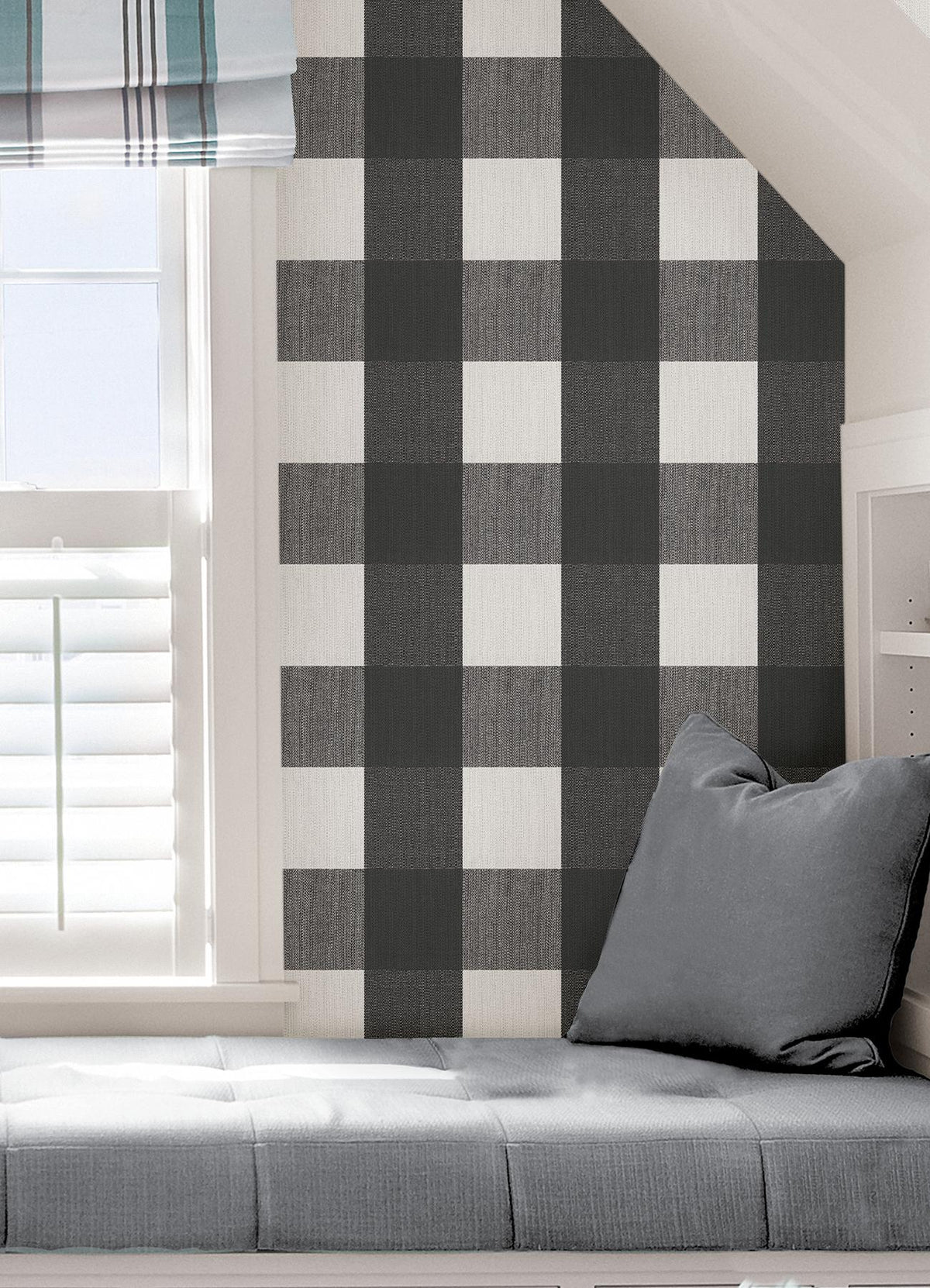 York Buffalo Plaid Charcoal Peel & Stick Wallpaper