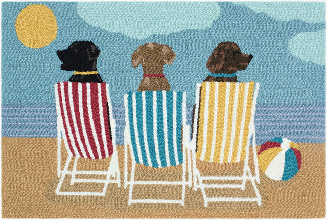 Livabliss Laguna Beach Dogs Multi 2' x 3' Handmade Rug