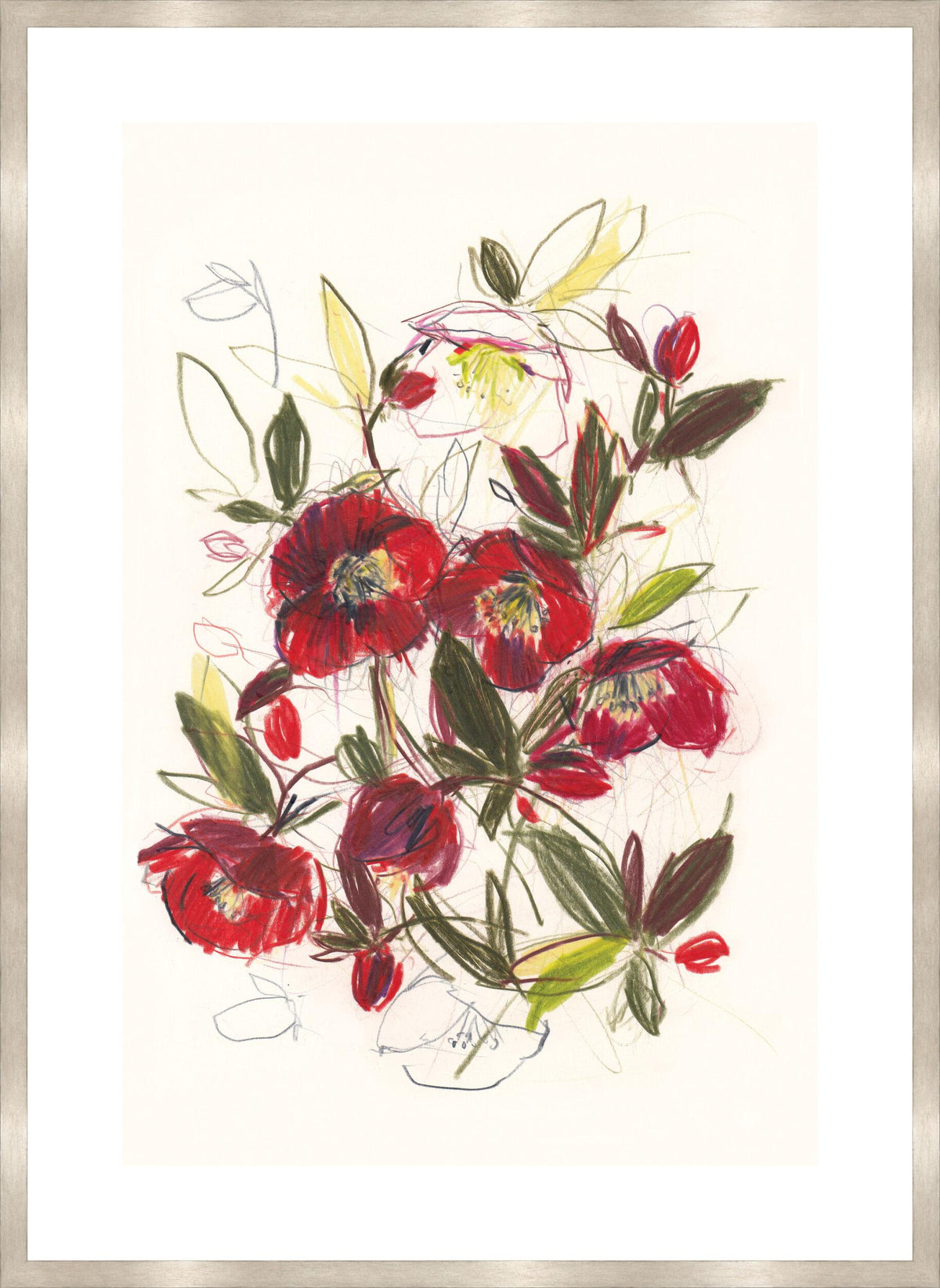 Surya Crimson Hellebores CRIM-001 35"H x 26"W x 1"D Art