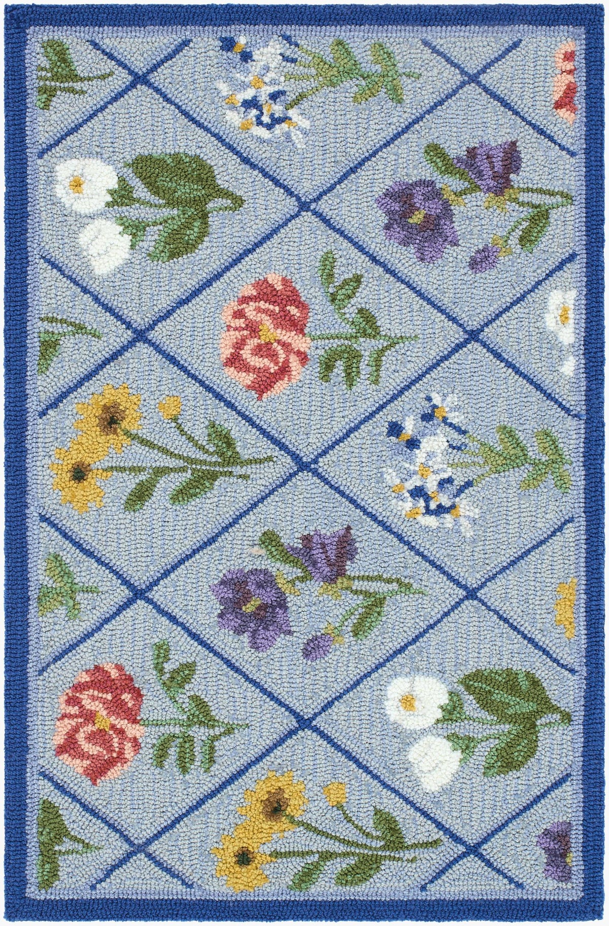 Livabliss Laguna Diamond Garden Blue 1'8" x 2'6" Handmade Rug