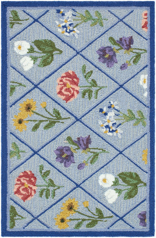 Livabliss Laguna Diamond Garden Blue 2' x 5' Handmade Rug