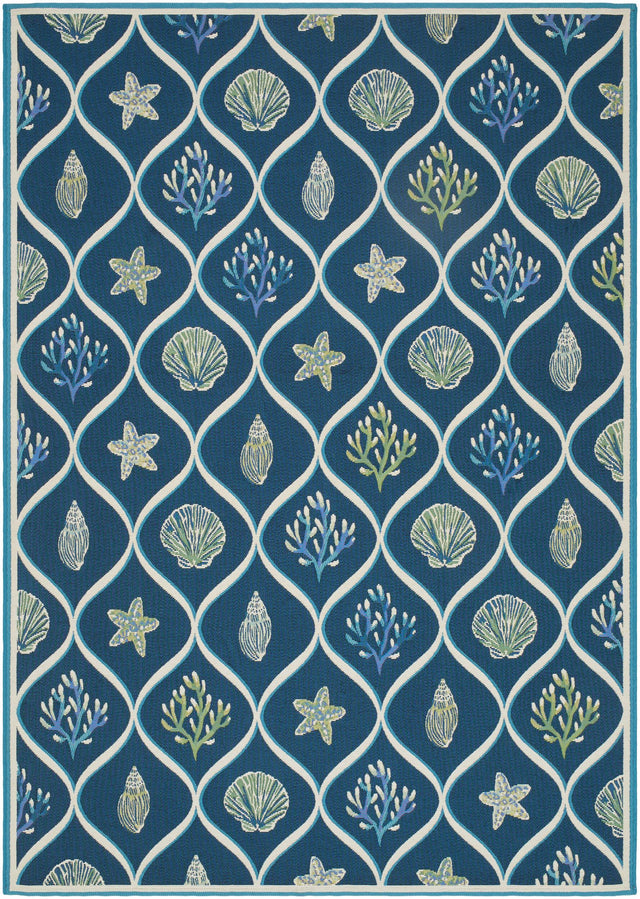 Livabliss Gabana Ogee By The Sea Navy 7'10" x 9'10" Machine Woven Rug