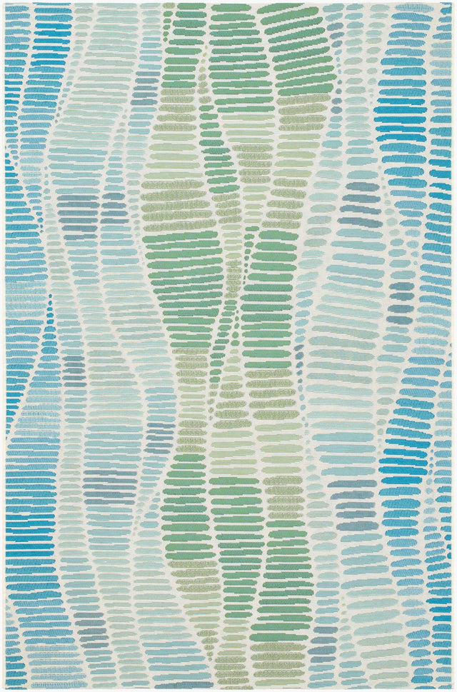 Livabliss Gabana Ombre Stripe Blue Green 5'3" x 7'3" Machine Woven Rug