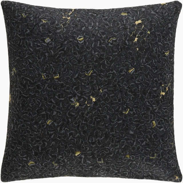 Surya Sparkles SPARKLES BLACK/GOLD PILLOW 12"L x 18"W Pillow Cover
