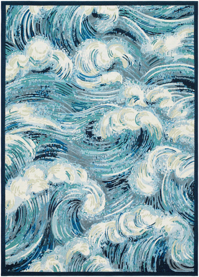Livabliss Gabana Sea Scape Navy 3'3" x 4'11" Machine Woven Rug