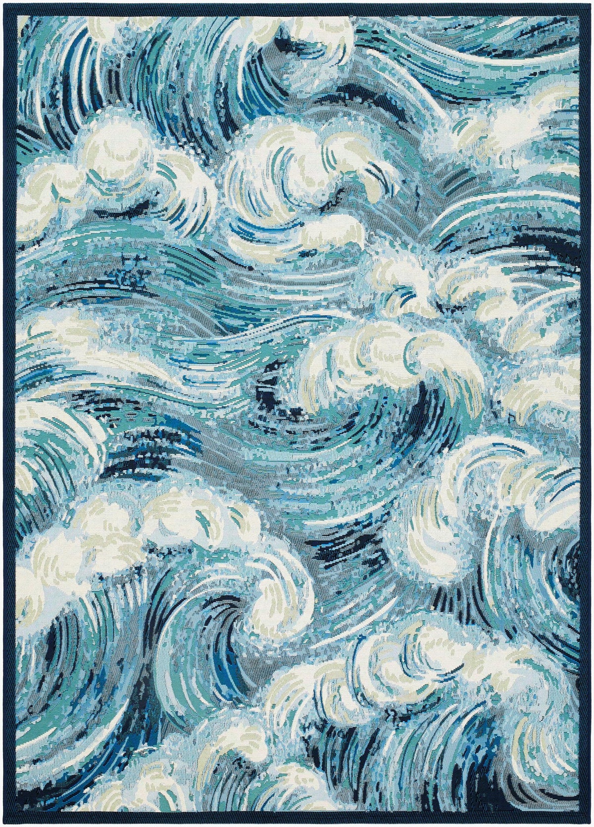 Livabliss Gabana Sea Scape Navy 8'10" x 11'10" Machine Woven Rug