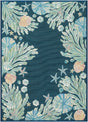 Livabliss Gabana Urchin Border Navy 6'7" x 9'4" Machine Woven Rug